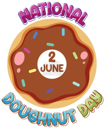 Téléchargez les illustrations : Bonne journée beignet en Juin illustration logo - en licence libre de droit