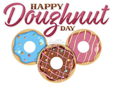 Ilustración de Feliz día del donut en la ilustración del logotipo de junio - Imagen libre de derechos