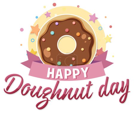 Ilustración de Feliz día del donut en la ilustración del logotipo de junio - Imagen libre de derechos