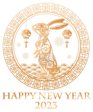 Téléchargez les illustrations : Bonne année chinoise 2023 Illustration de l'Année de la bannière lapin - en licence libre de droit