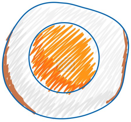 Ilustración de Huevo frito a lápiz cromático ilustración de estilo simple - Imagen libre de derechos