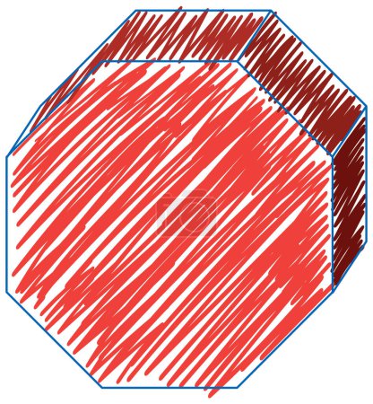 Illustration for Octagonal prism colour sketch simple style illustration - Royalty Free Image