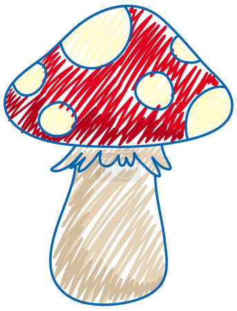 Illustration for Mushroom in pencil colour sketch simple style illustration - Royalty Free Image