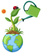 World earth day concept with watering earth globe illustration Poster #645738718