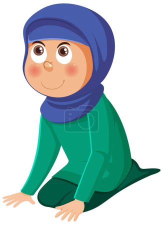 Illustration for Muslim Girl Cartoon Character illustration - Royalty Free Image