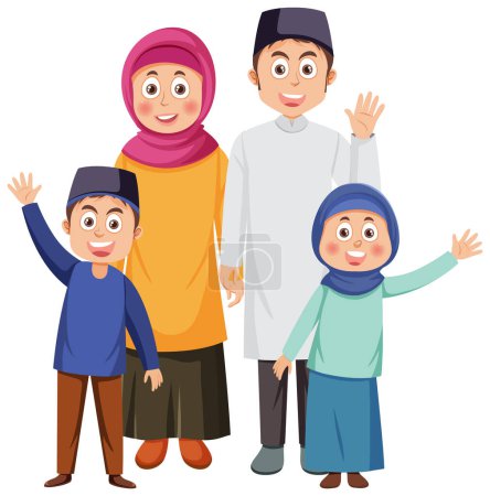Illustration for Muslim Family Cartoon Character illustration - Royalty Free Image