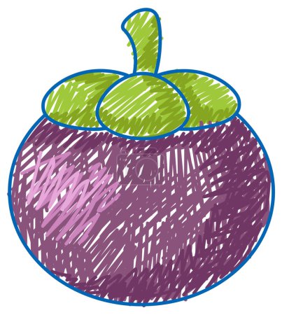 Ilustración de Mangostino lápiz color niño garabato estilo ilustración - Imagen libre de derechos