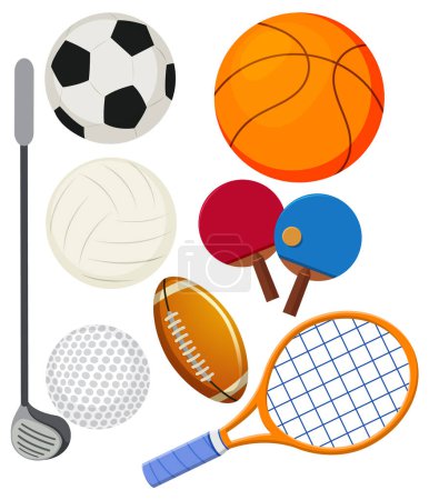 Téléchargez les illustrations : Collection d'objets sportifs Illustration vectorielle - en licence libre de droit