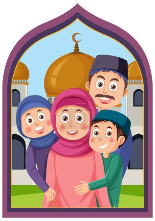 Illustration for Muslim Family Cartoon Character illustration - Royalty Free Image