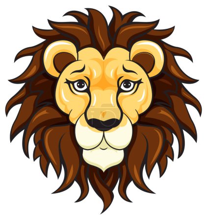Téléchargez les illustrations : Visage de lion en dessin animé Illustration de style - en licence libre de droit