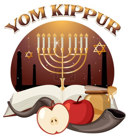 Yom Kippur Jewish day illustration