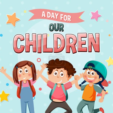 Ilustración de Ilustración del estandarte del día de los niños felices - Imagen libre de derechos