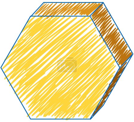 Illustration for Hexagonal prism pencil colour sketch simple style illustration - Royalty Free Image
