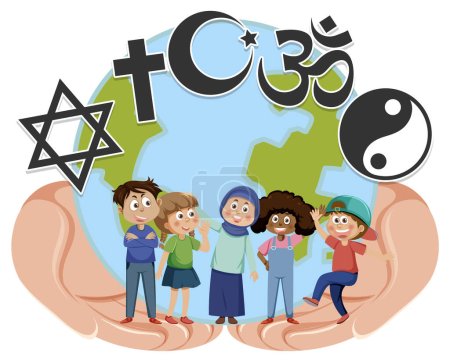 Illustration for Group of Israeli children illustration - Royalty Free Image