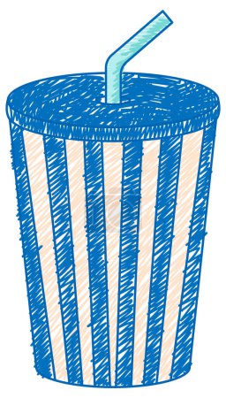Téléchargez les illustrations : Boisson de soda en couleur crayon enfant gribouillage illustration de style - en licence libre de droit