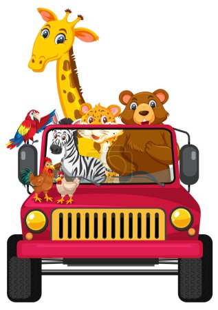 Ilustración de Viaje de animales en coche ilustración aislada - Imagen libre de derechos