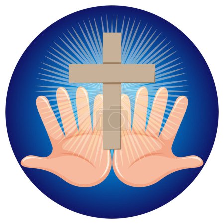 Téléchargez les illustrations : Mains humaines et religion signe de foi illustration - en licence libre de droit