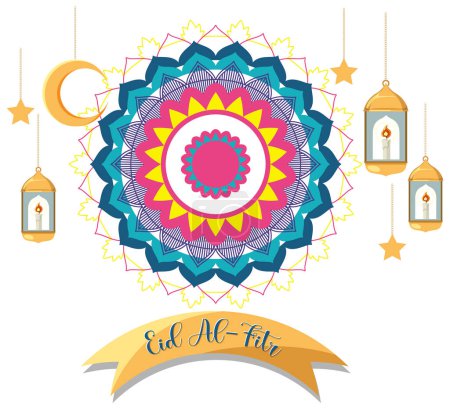 Ilustración de Ilustración de diseño de banner de celebración de Eid al-Fitr - Imagen libre de derechos