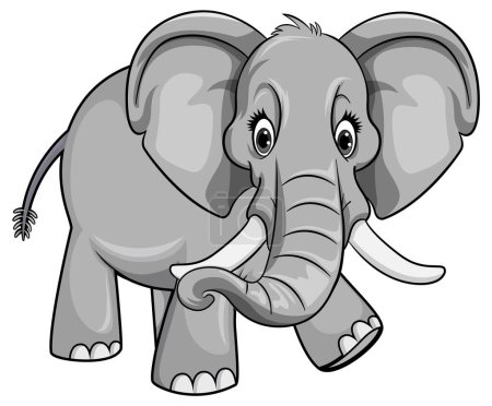 Ilustración de Elefante lindo en ilustración de estilo de dibujos animados - Imagen libre de derechos