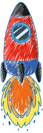Téléchargez les illustrations : Rocket pencil colour child scribble style illustration - en licence libre de droit