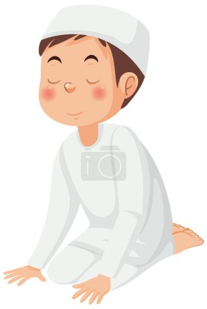 Illustration for Muslim Man Praying Cartoon Character illustration - Royalty Free Image