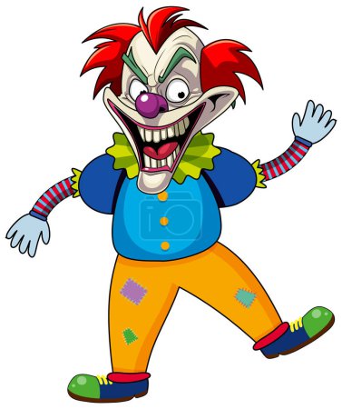Illustration for Creepy joker cartoon character illustration - Royalty Free Image