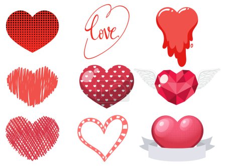 Illustration for Set of red heart illustration - Royalty Free Image