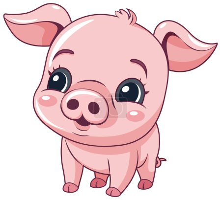 Illustration for Adorable Piglet in Cartoon Character Style illustration - Royalty Free Image