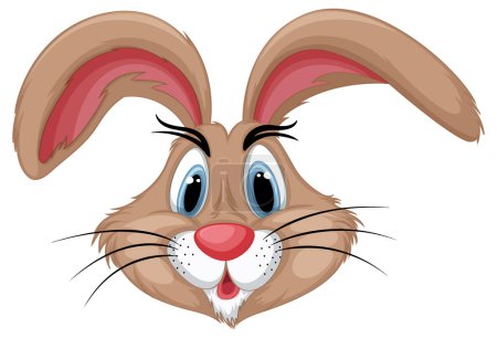Ilustración de Cabeza de conejo lindo en ilustración de estilo de dibujos animados - Imagen libre de derechos