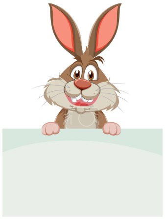 Illustration for Funny Rabbit with Blank Banner Template illustration - Royalty Free Image