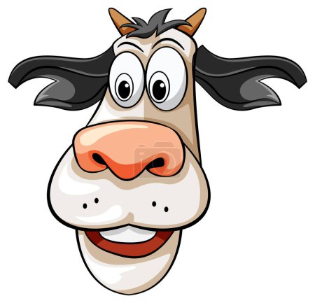 Téléchargez les illustrations : Visage de vache dans l'illustration de style dessin animé - en licence libre de droit