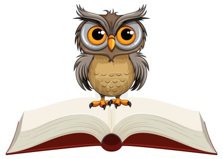 Illustration for Cute Owl with Open Book illustration - Royalty Free Image