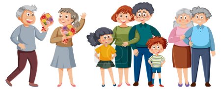 Illustration for Set of family member cartoon illustration - Royalty Free Image