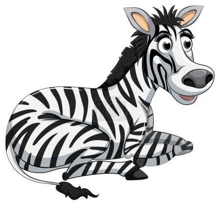 Illustration for A Zebra in a Lying Position Cartoon Character illustration - Royalty Free Image