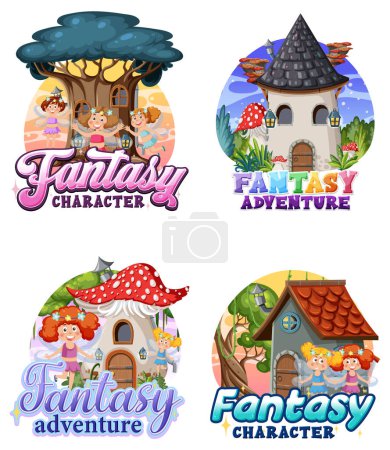 Ilustración de Set of fairy tale banner illustration - Imagen libre de derechos