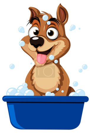 Ilustración de Lindo perro tomando un baño ilustración - Imagen libre de derechos