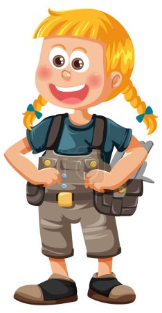 Illustration for Maintenance girl cartoon character illustration - Royalty Free Image