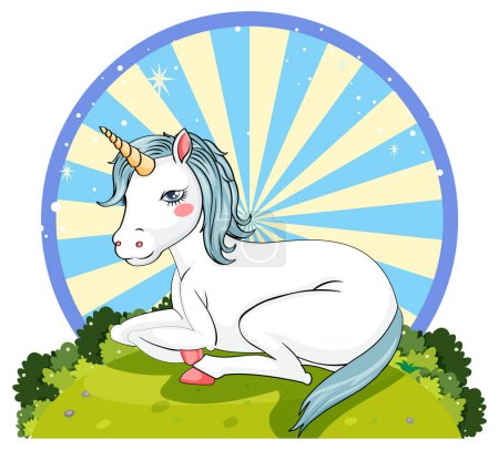 Illustration for Unicorn sitting on the ground illustration - Royalty Free Image