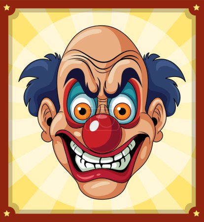 Illustration for Creepy clown face on retro comic background illustration - Royalty Free Image