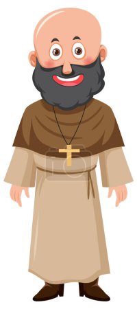 Illustration for A priest cartoon character illustration - Royalty Free Image