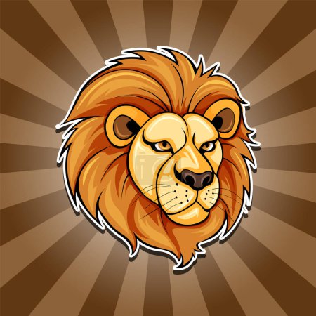 Illustration for Lion head on retro comic background illustration - Royalty Free Image