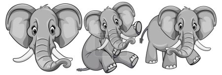Illustration for Set of cute elephant cartoon illustration - Royalty Free Image