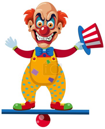 Téléchargez les illustrations : Une illustration de personnage de dessin animé clown effrayant - en licence libre de droit