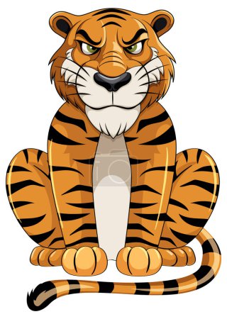 Téléchargez les illustrations : Illustration de personnage de dessin animé Tigre assis - en licence libre de droit