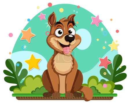 Illustration for Cute dog at the garden isolated illustration - Royalty Free Image