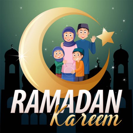 Ilustración de Ramadán Kareem Banner Diseño para el Mes Santo ilustración - Imagen libre de derechos
