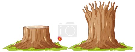 Illustration for Isolated tree with no leaves and stump illustration - Royalty Free Image