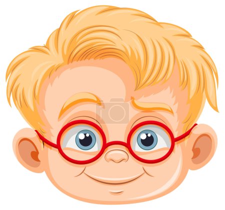 Illustration for Cute nerdy boy cartoon character illustration - Royalty Free Image