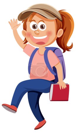 Illustration for Isolated school girl cartoon character illustration - Royalty Free Image