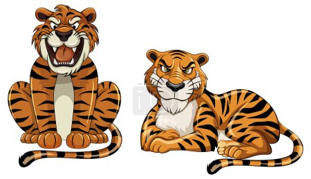 Illustration for Fierce Tiger In Cartoon Style illustration - Royalty Free Image